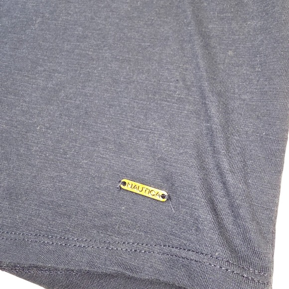 Nautica‎ Womens Top Navy Blue Sleeveless Crew Neck Casual Blouse Keyhole L - Picture 5 of 8